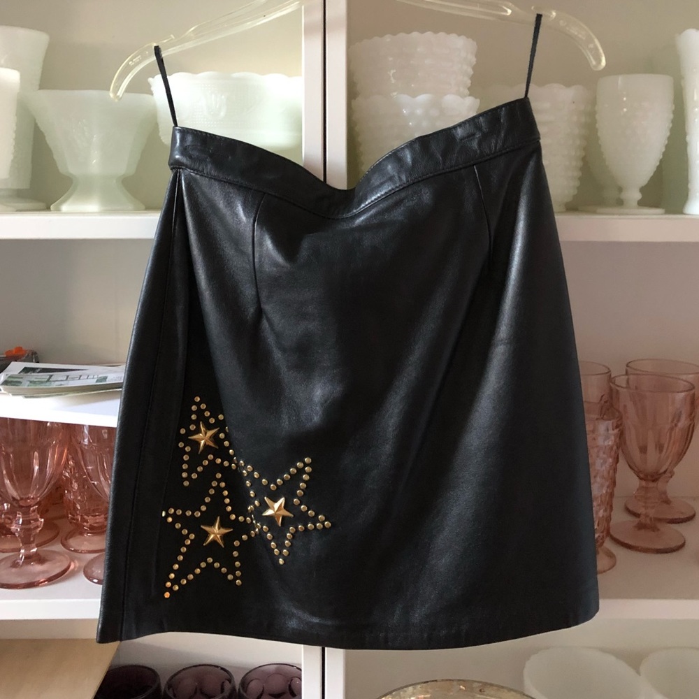 Black Leather Skirt With Stars